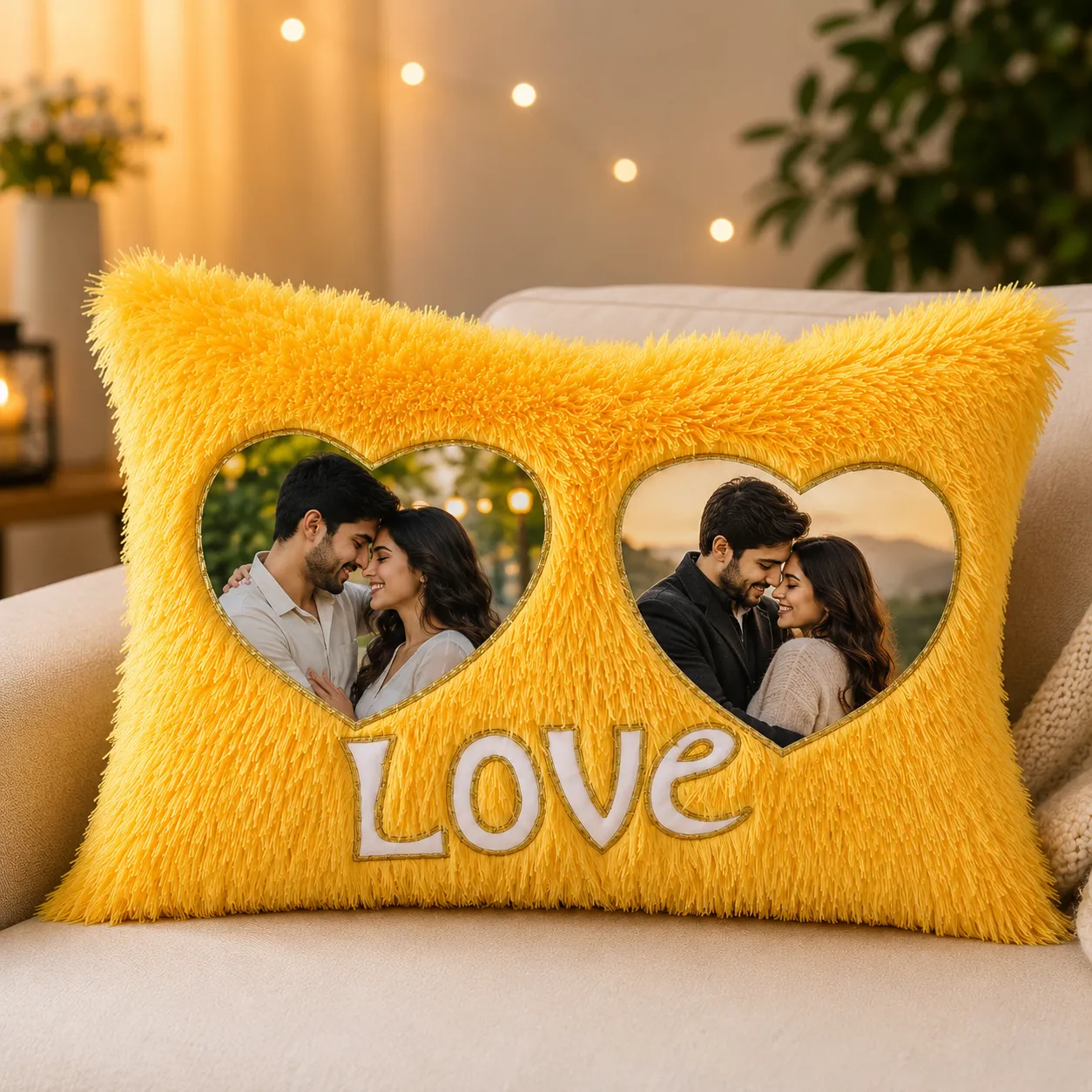 super shine furr pillow 16x20 yellow - customised