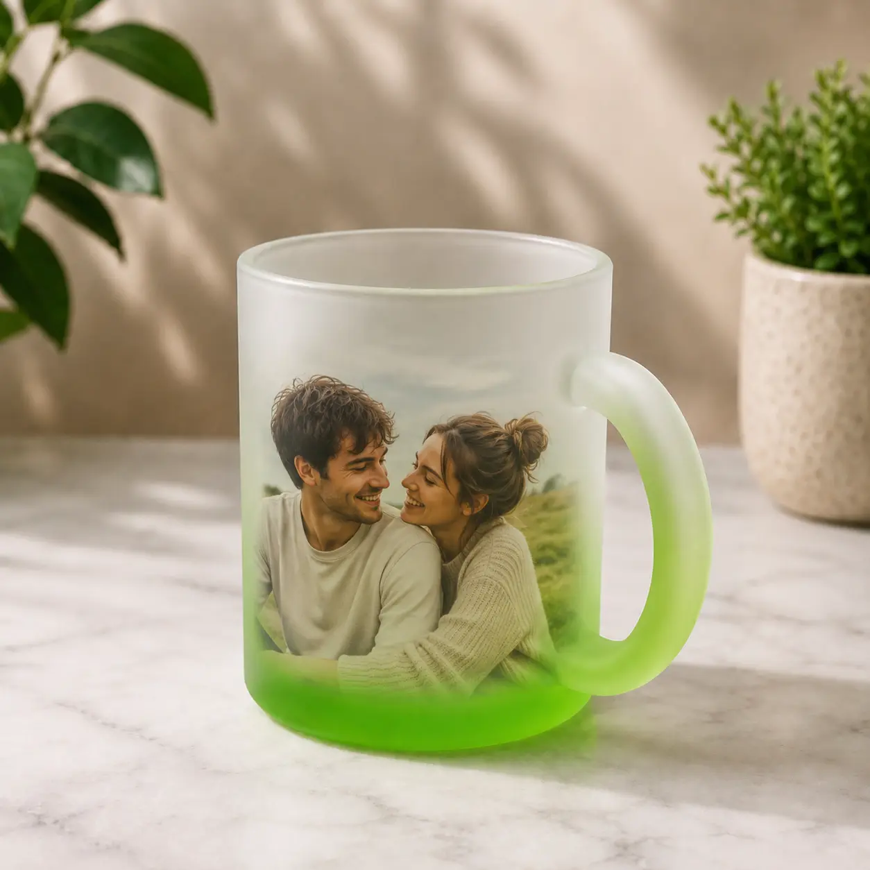 Frosted Glass Color Mug Green Customized